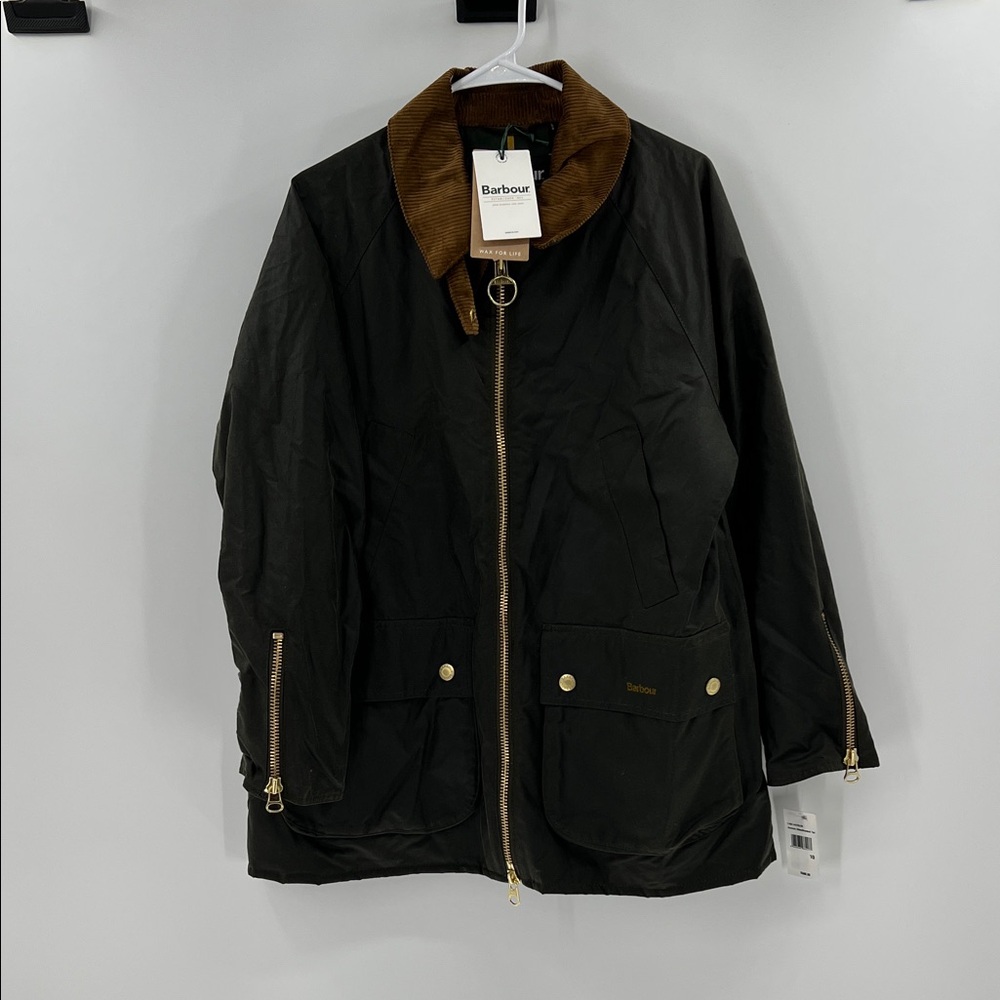 Barbour Dark Utility Jacket with Tan Collar